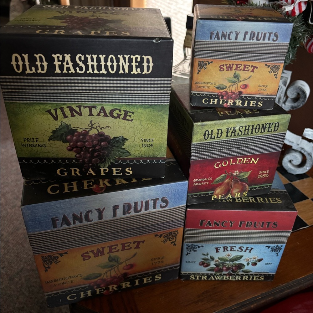 Vintage Fruit-Themed Primitive Decorative Boxes by Bobs Lang paper co.